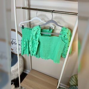 Queen of Sparkles Smoked Top & Swing Shorts Set in Green - Size Large